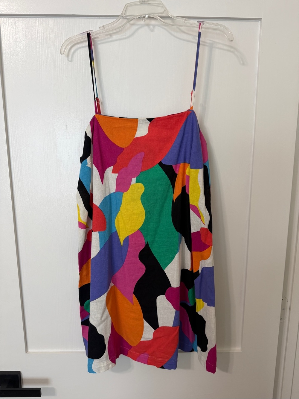 A New Day Colorful Abstract Linen Blend Mini Dress Size Large